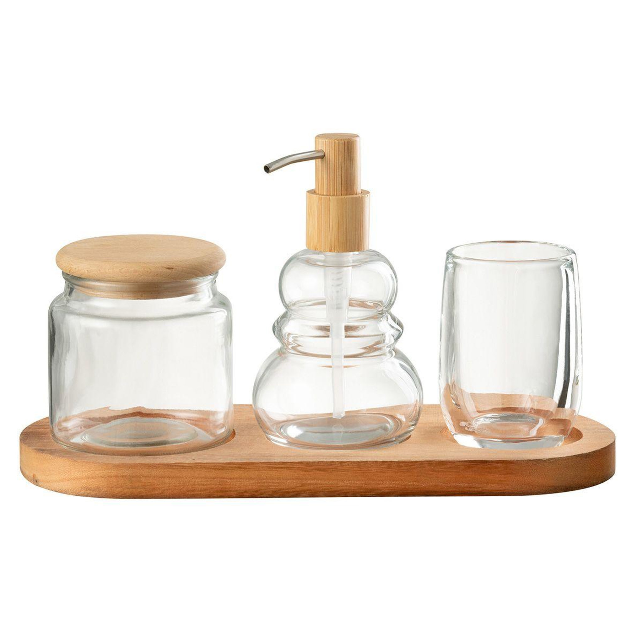 J-LINE Lot de 4 accessoires salle de bain  pure  32cm transparent