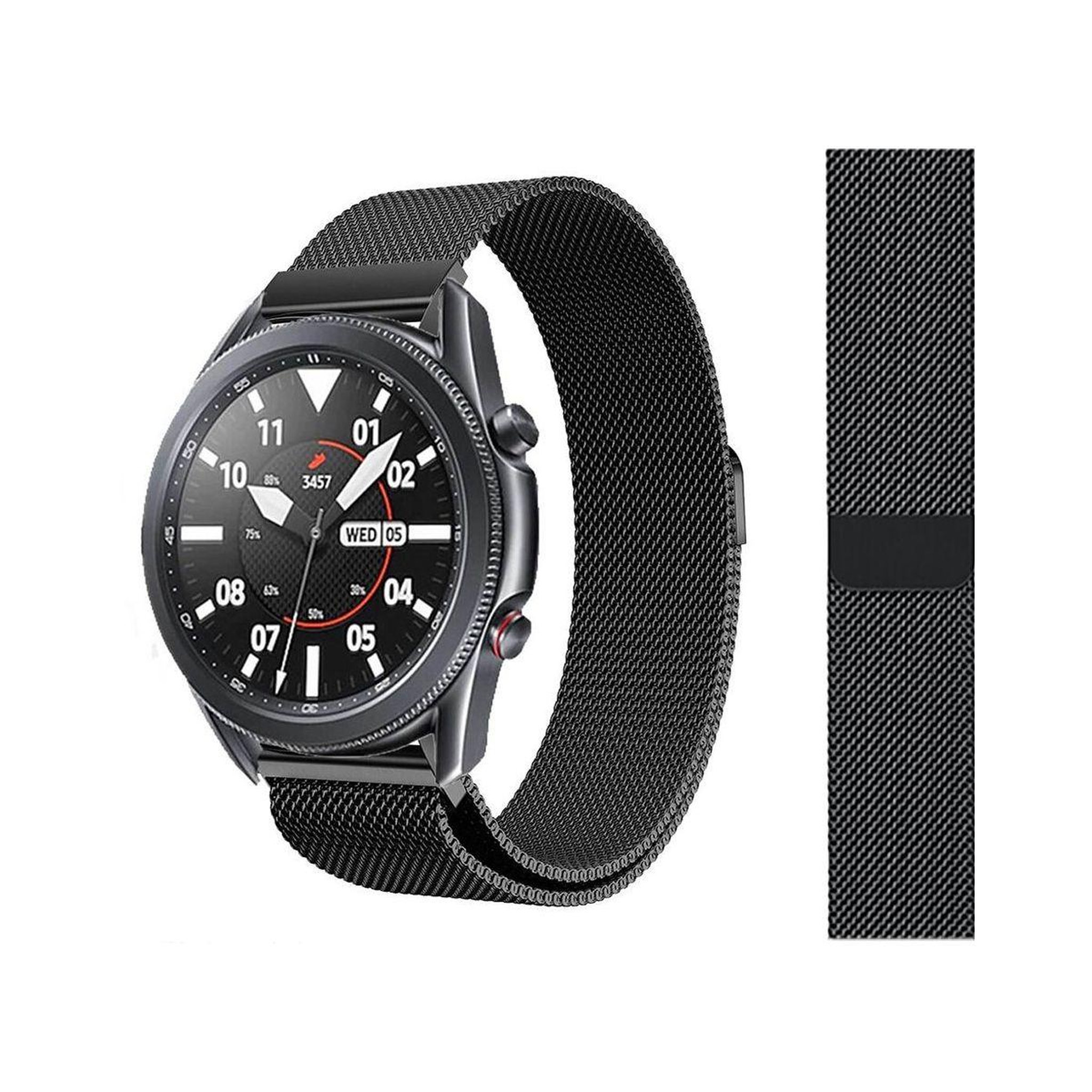 Voir la diapositive 1 : IBROZ Bracelet Samsung/Huawei 20mm Maille noir
