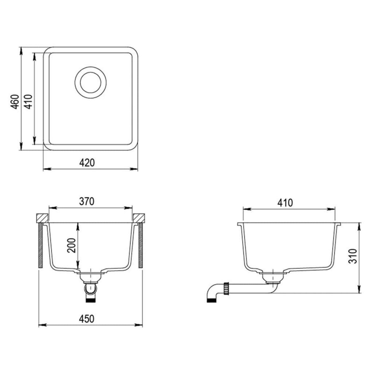VIDAXL Evier de cuisine en granit Bac unique Gris