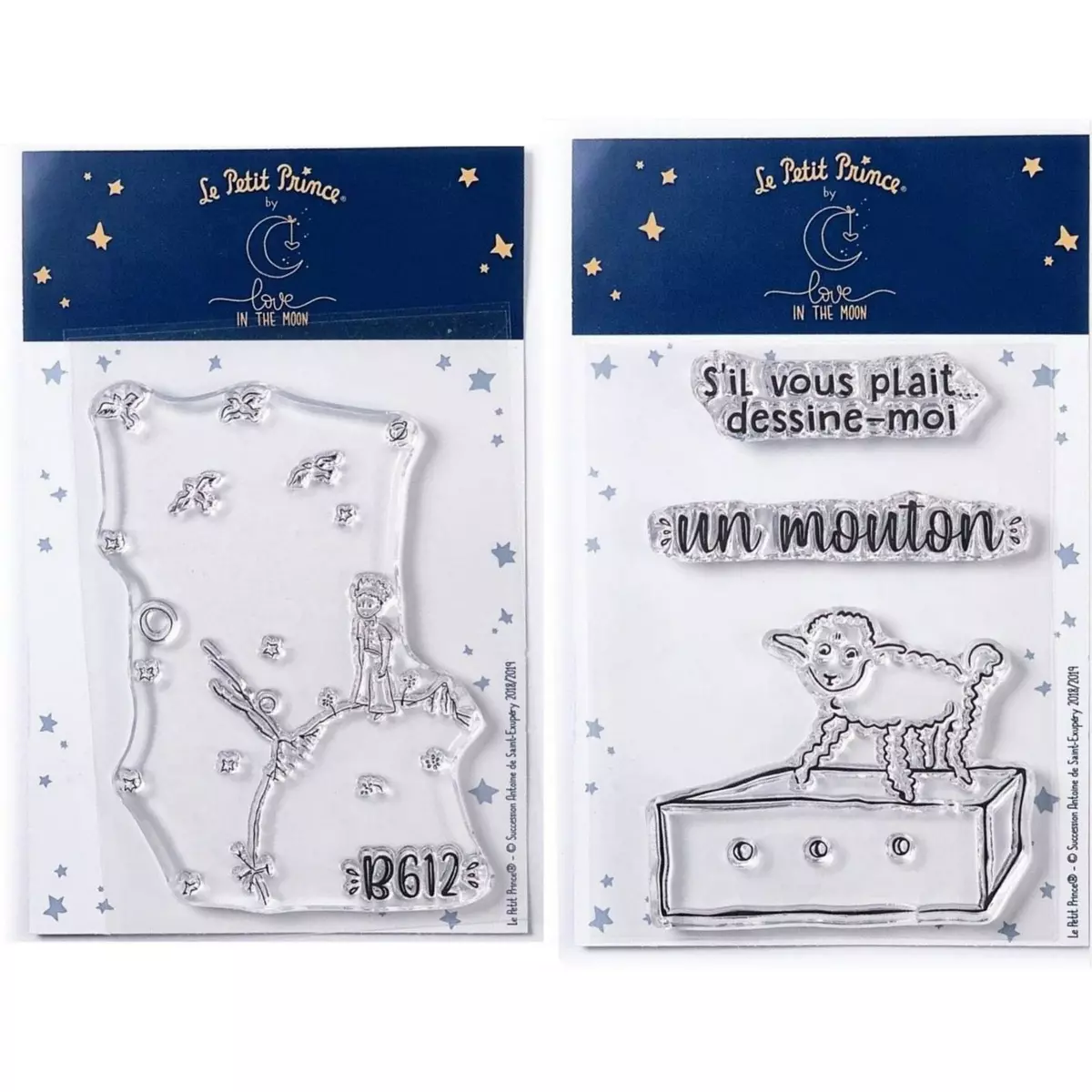  4 Tampons transparents Le Petit Prince Astéroïd et Mouton