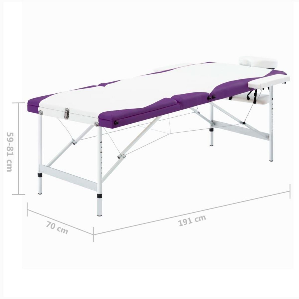 VIDAXL Table de massage pliable 3 zones Aluminium Blanc et violet