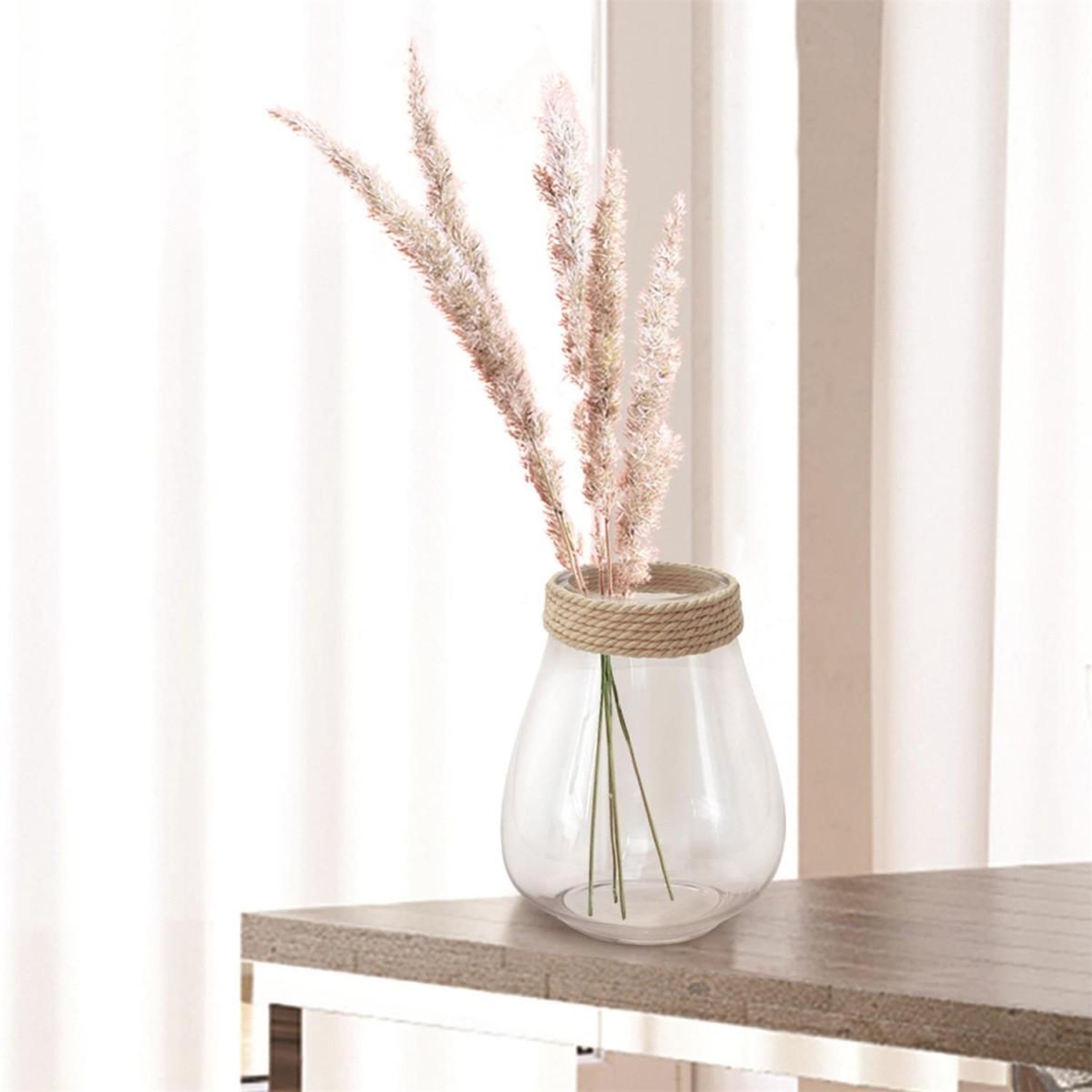 Voir la diapositive 2 : The Home Deco Factory Vase design en verre  cordage  25cm transparent