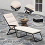 Voir la diapositive 5 : OUTSUNNY Bain de soleil pliable transat inclinable 6 positions grand confort avec matelas + accoudoirs acier polyester beige