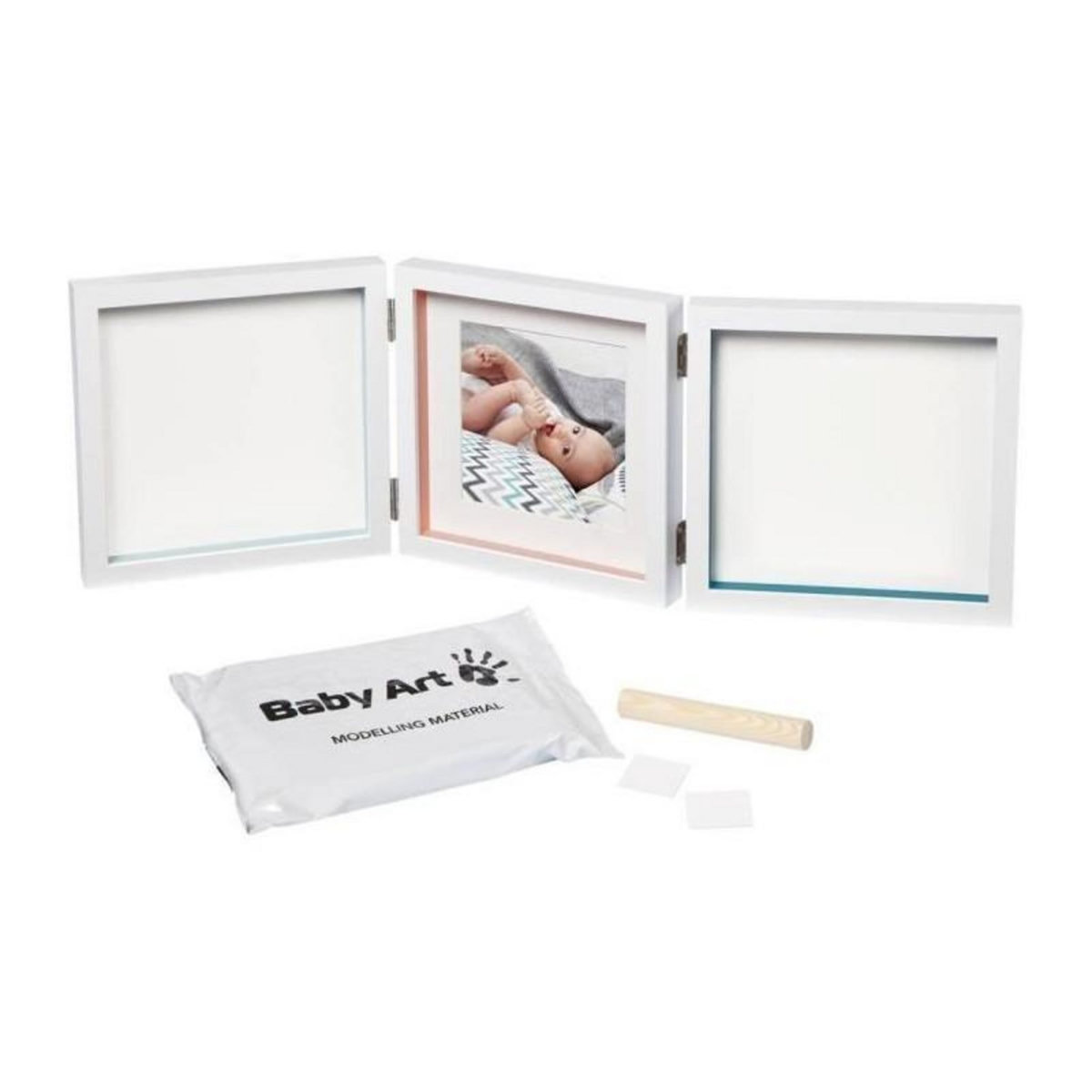 BABY ART Baby Art My Baby Style - Cadre Photo Double Empreinte Bébé : Personnalisez avec Kit Empreintes Mains et Pieds Bébé, Cadeau N