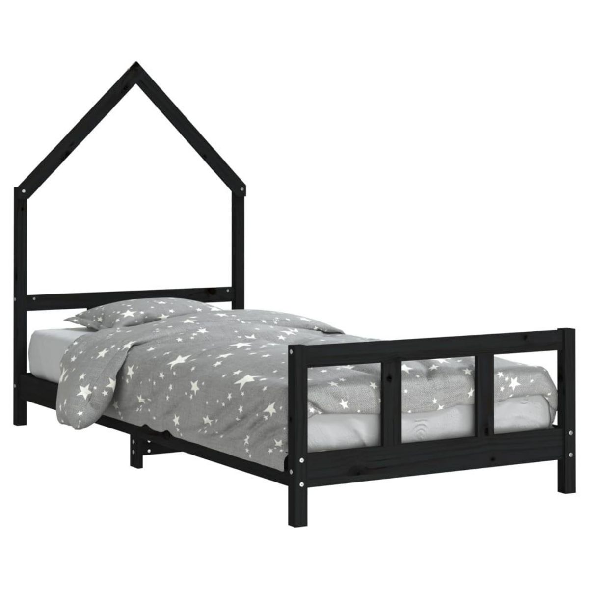 VIDAXL Cadre de lit pour enfants noir 90x200 cm bois de pin massif