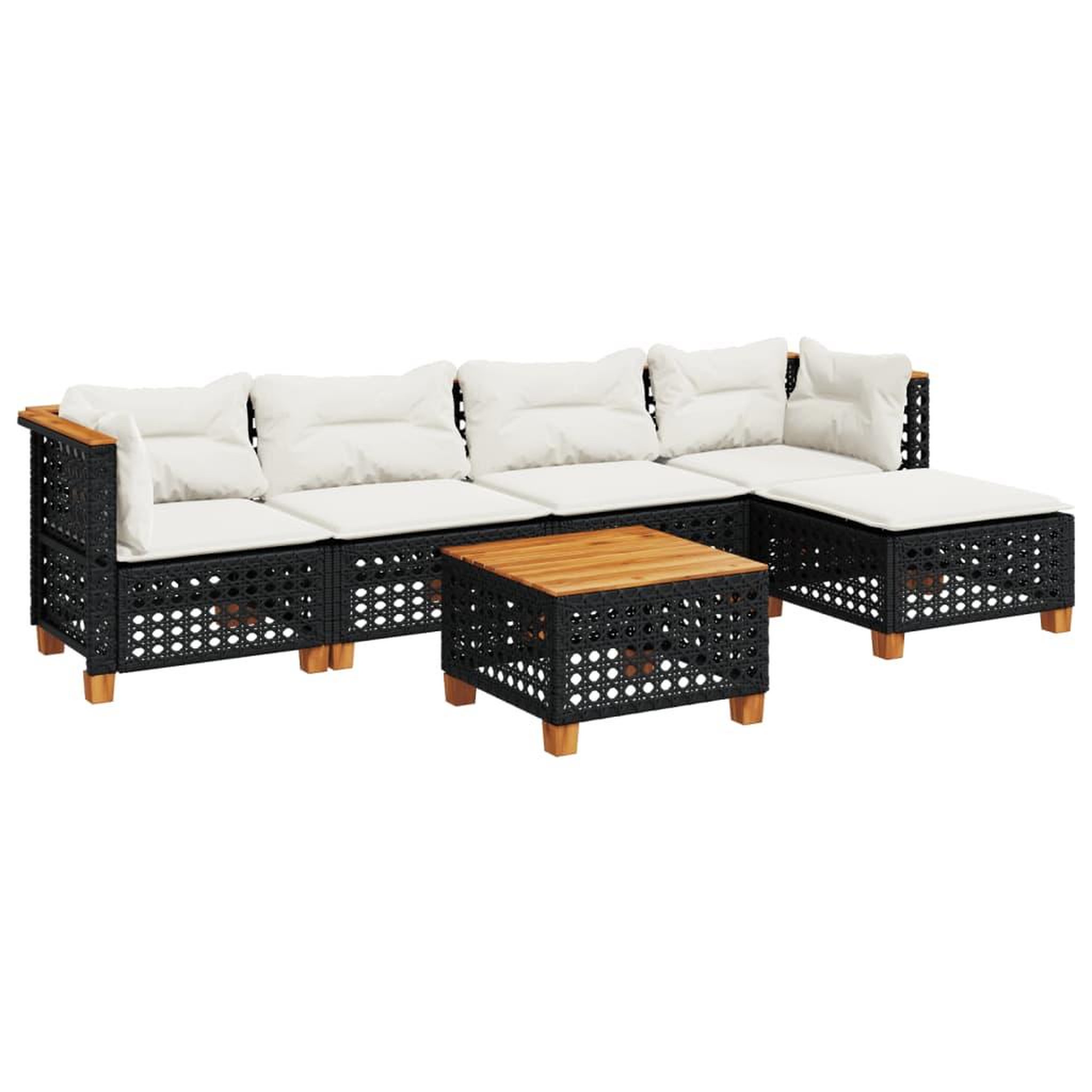 Voir la diapositive 2 : VIDAXL Salon de jardin 6 pcs avec coussins noir resine tressee