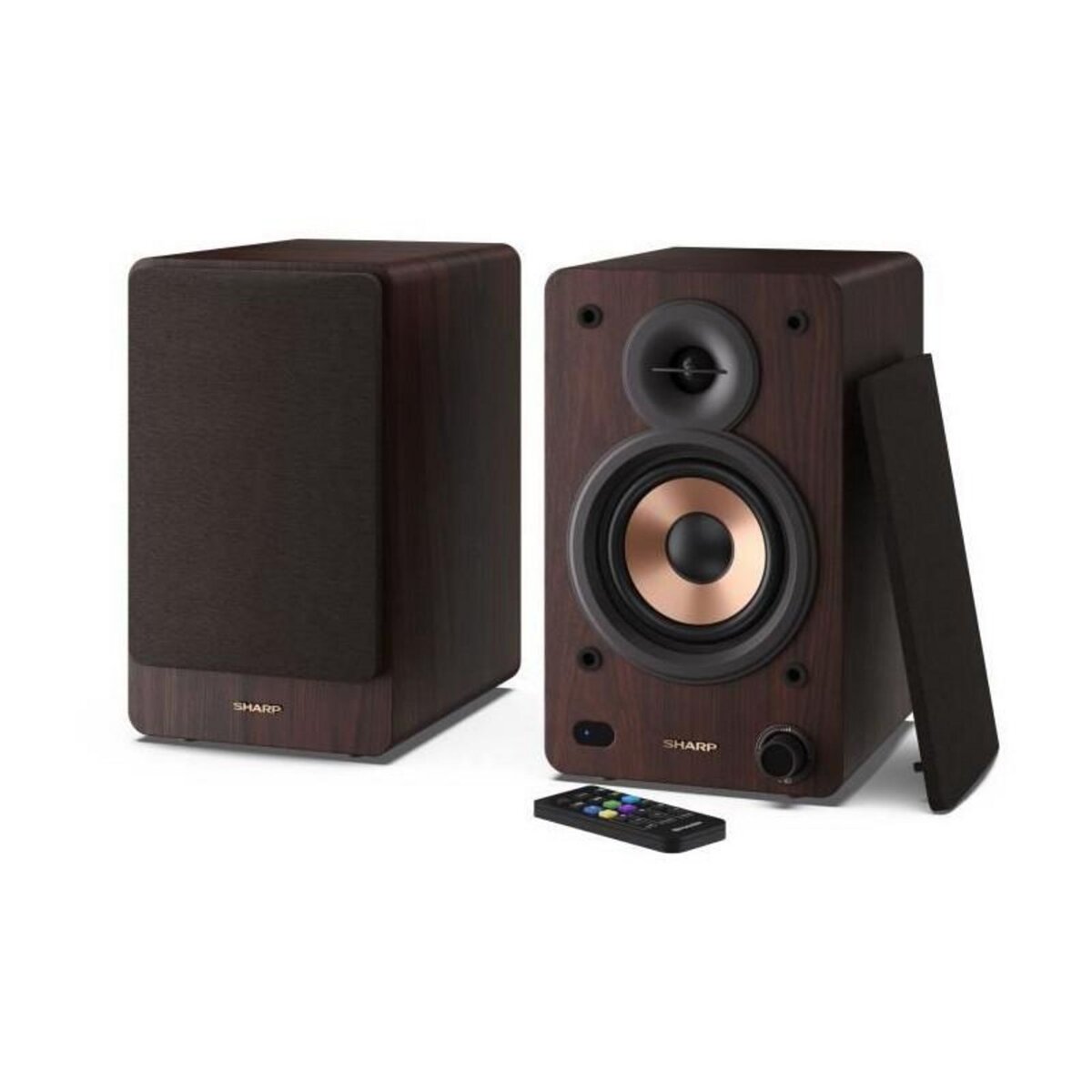 Sharp Haut-parleurs Bluetooth - SHARP - CP-SS30(BR) - Bibliotheque Marron - 2x 30W - 2 voies - Sans fil - 60W RMS