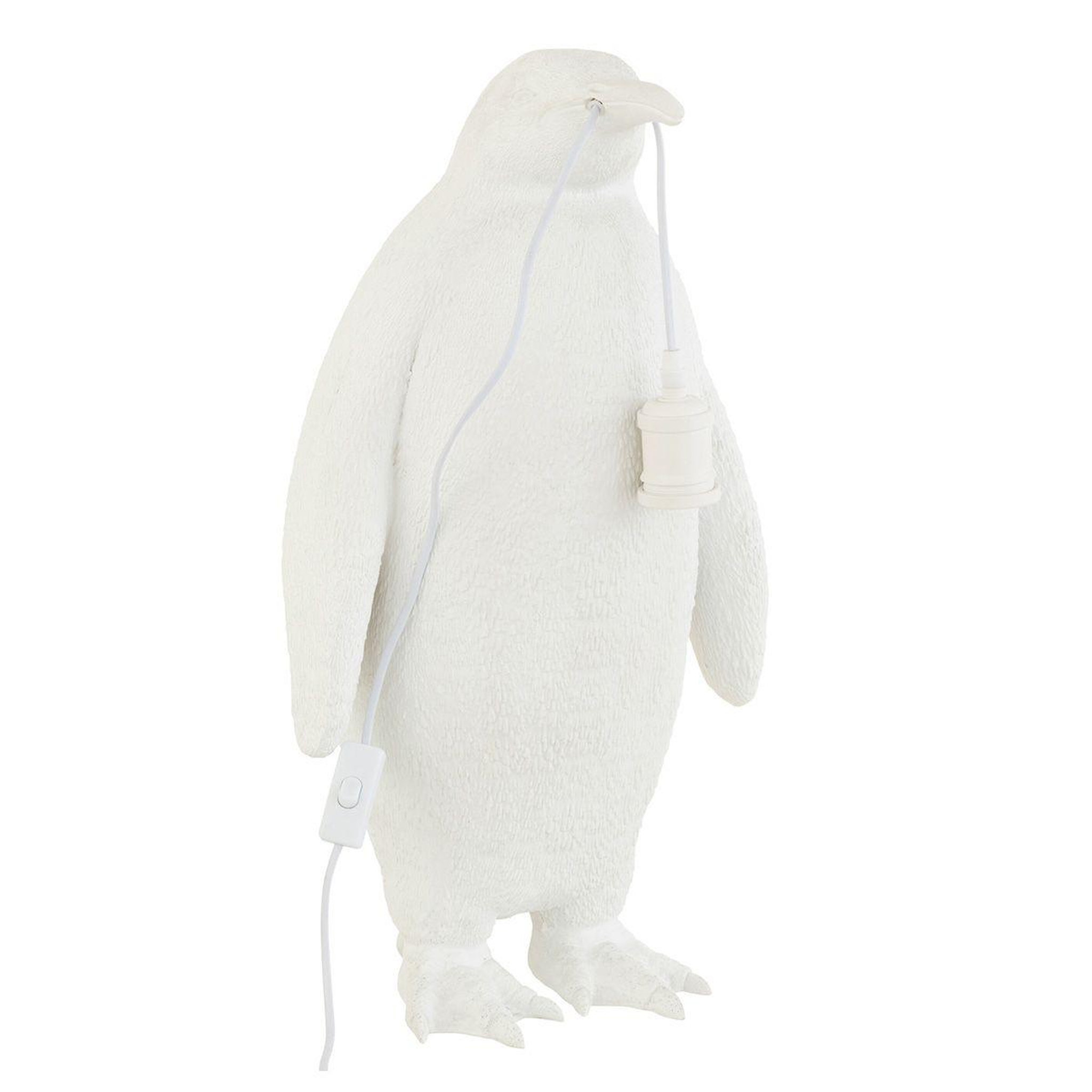 Voir la diapositive 3 : J-LINE Lampe à poser en résine  pingouin  59cm blanc