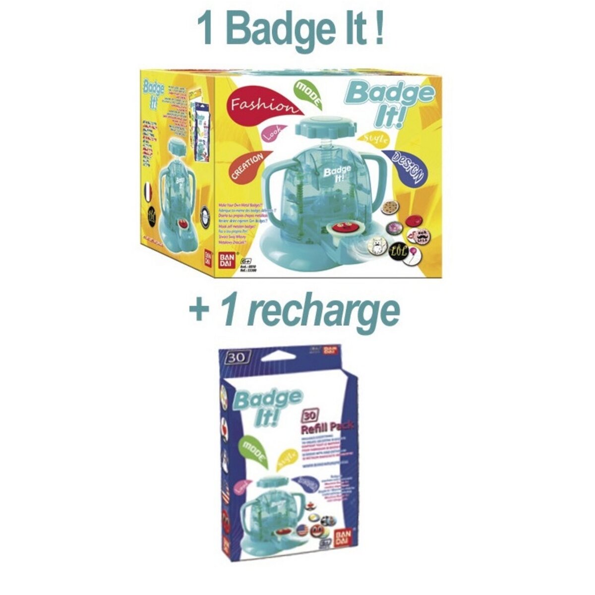BANDAI Maxi pack Badge It turquoise + recharge bleue