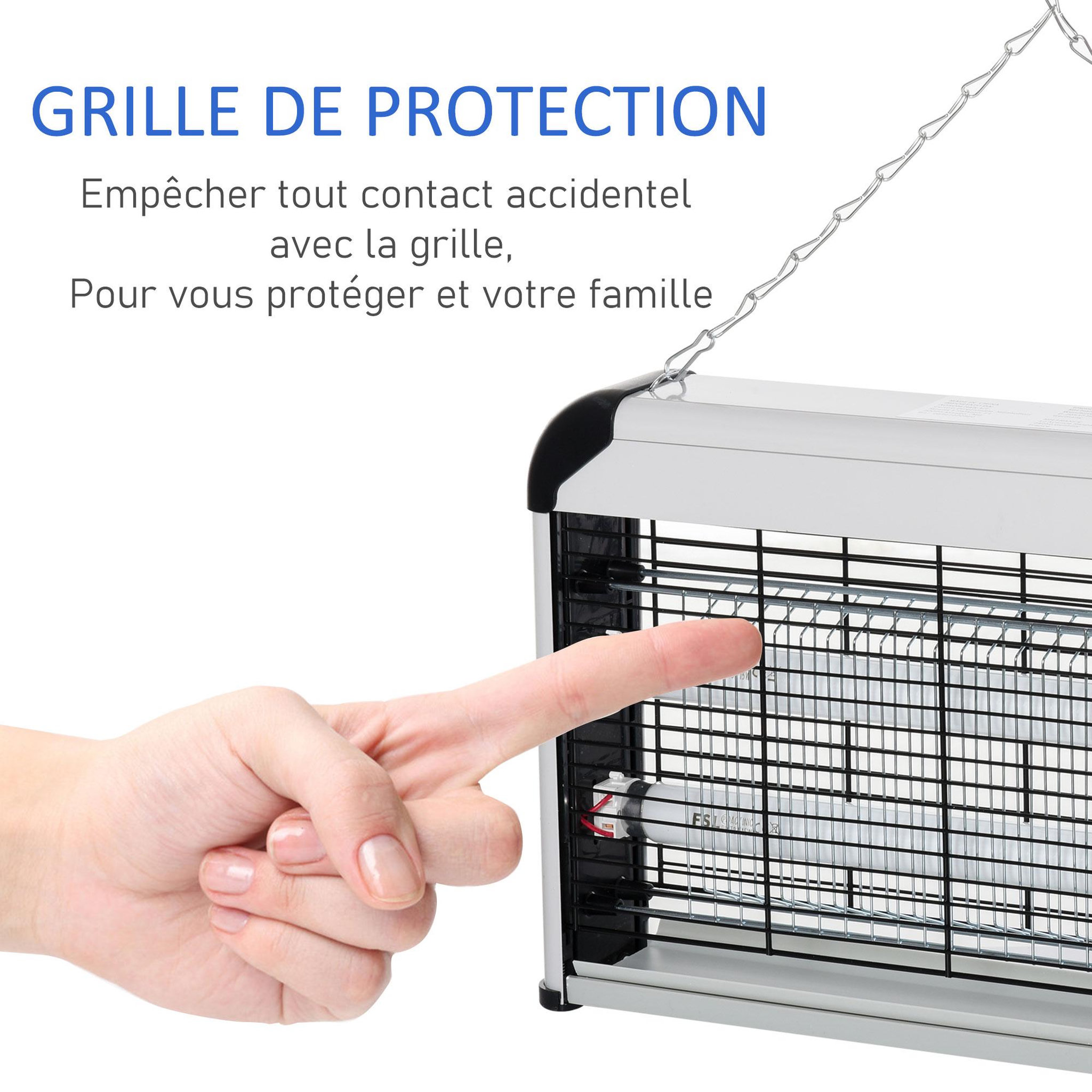 Voir la diapositive 6 : OUTSUNNY Outsunny Lampe UV anti-insectes anti moustique tue mouche électrique destructeur d'insectes 30 W noir gris