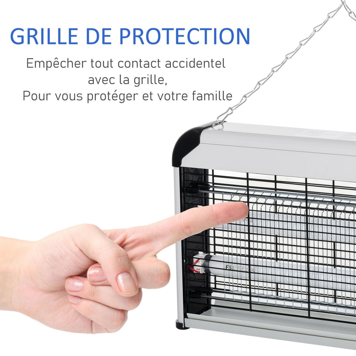 OUTSUNNY Outsunny Lampe UV anti-insectes anti moustique tue mouche électrique destructeur d'insectes 30 W noir gris