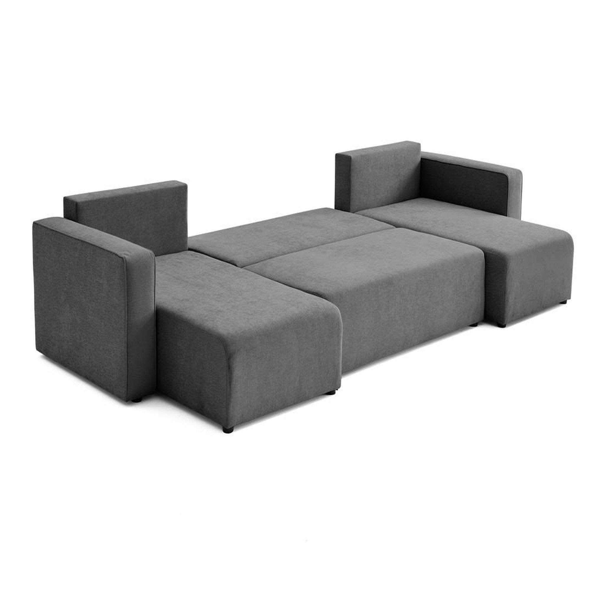 Voir la diapositive 3 : BEST MOBILIER Topaze - canapé panoramique - 7 places - convertible avec coffre - en tissu