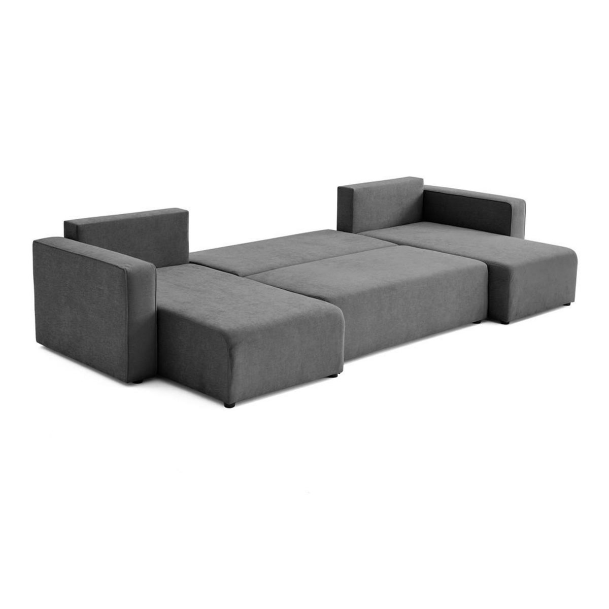 BEST MOBILIER Topaze - canapé panoramique - 7 places - convertible avec coffre - en tissu