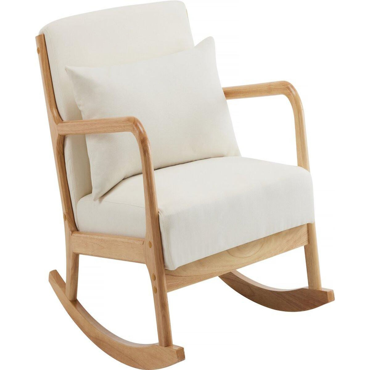 Habitat et Jardin Fauteuil à bascule style scandinave bouclette et bois   Clinton   - Beige