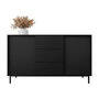 Voir la diapositive 2 : BEST MOBILIER Girona - buffet bas - noir - 3 tiroirs et 2 portes - 153 cm