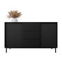 Voir la diapositive 2 : BEST MOBILIER Girona - buffet bas - noir - 3 tiroirs et 2 portes - 153 cm