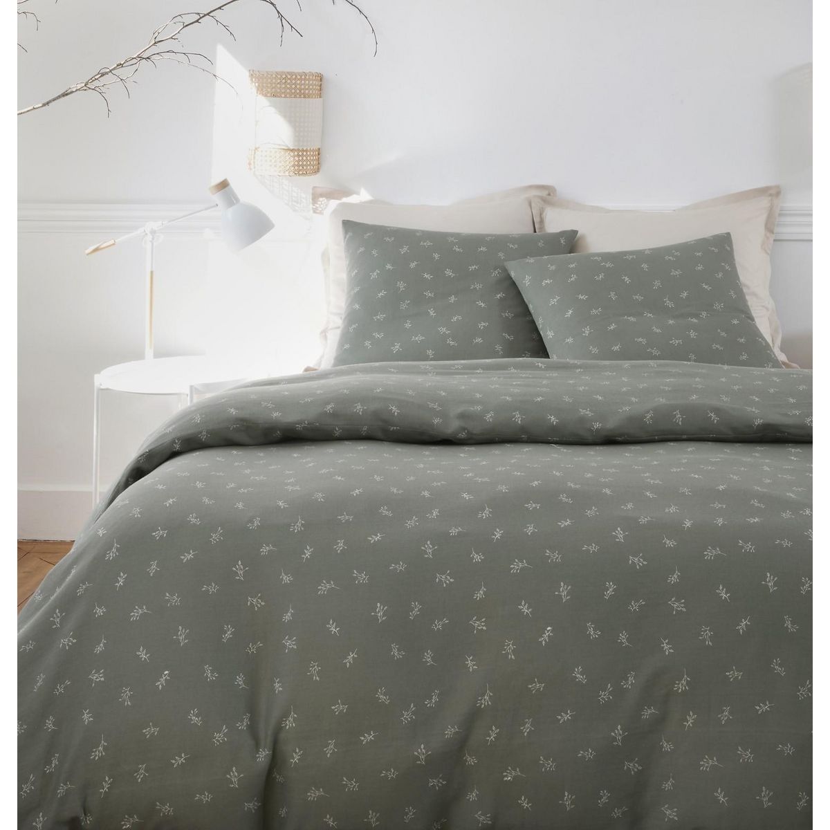 BATON ROUGE Parure housse de couette 100% gaze de coton imprimé celestine