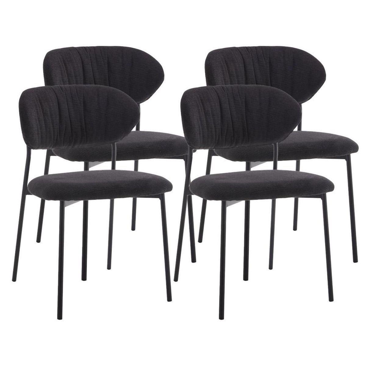 LISA DESIGN Rosita - lot de 4 chaises - en tissu - gris anthracite