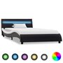 VIDAXL Cadre de lit avec LED Noir et blanc Similicuir 120 x 200 cm
