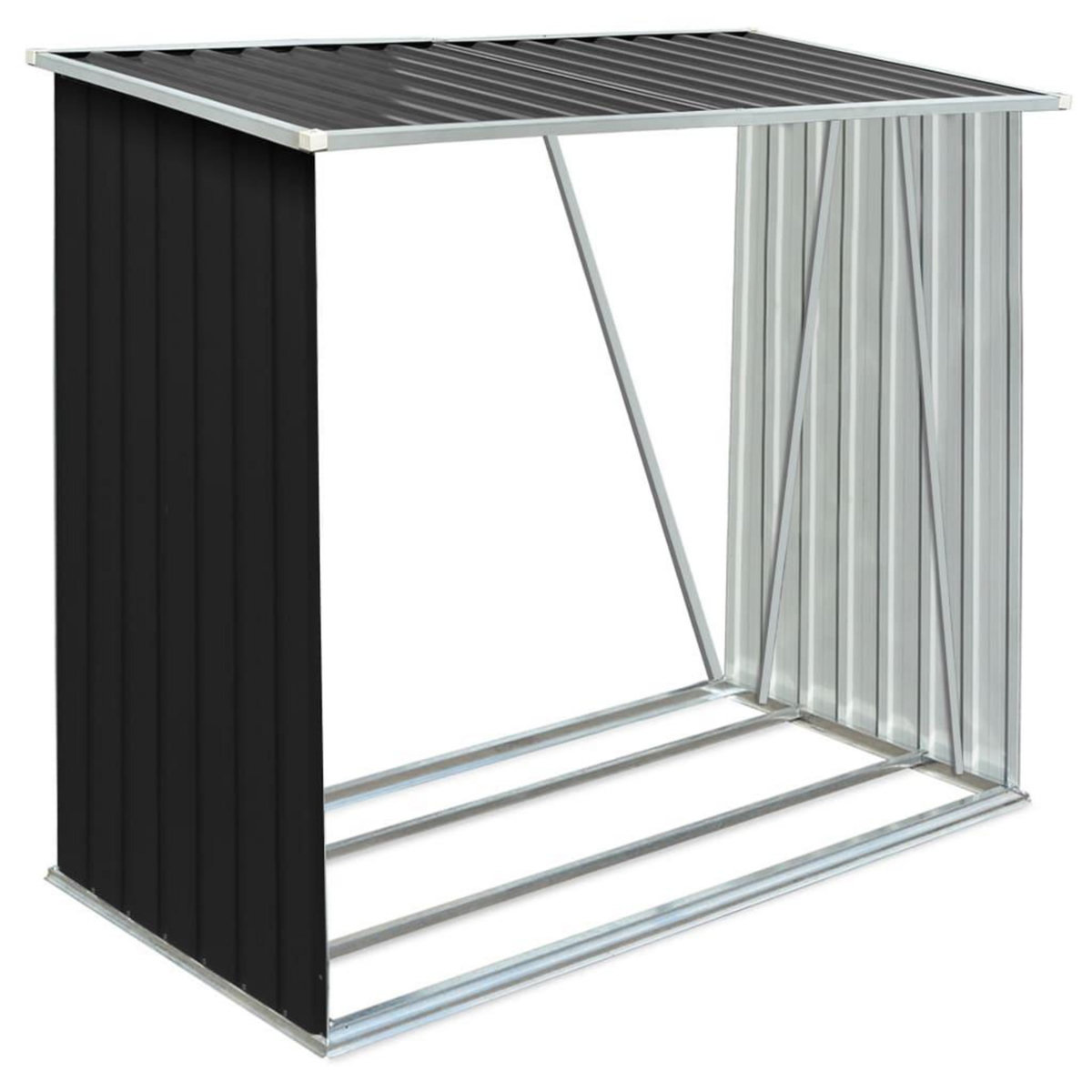 VIDAXL Abri de stockage a bois Acier galvanise 163x83x154cm Anthracite