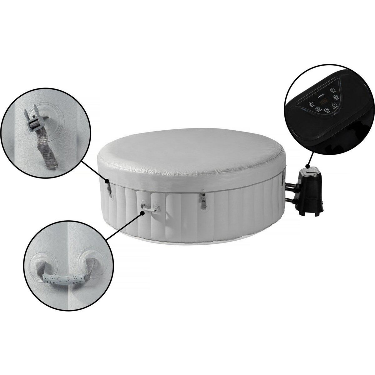 Habitat et Jardin Spa gonflable  4 places  Santorin  - 180 x 180 x 65 cm - Gris