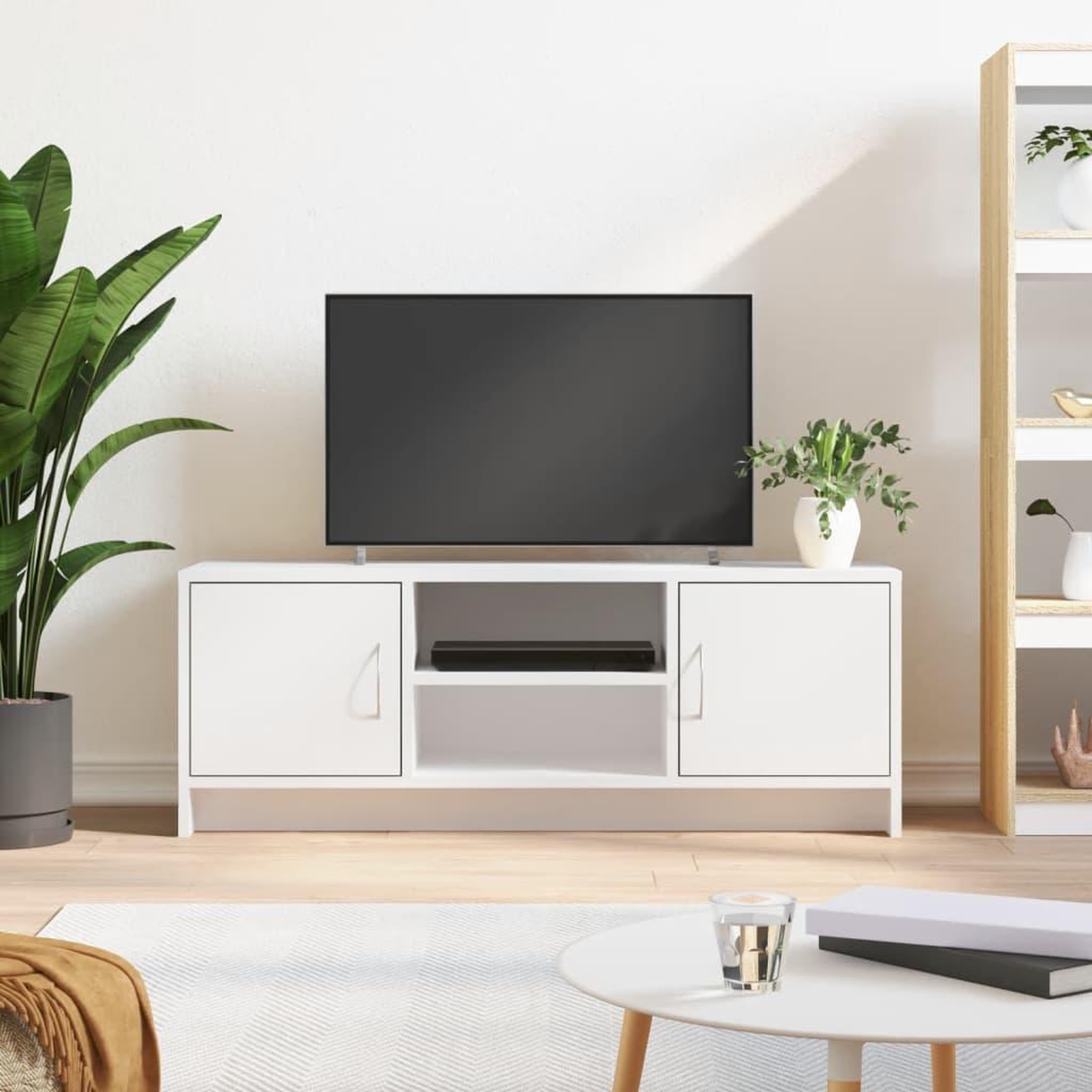 VIDAXL Meuble TV blanc 102x30x37,5 cm bois d'ingenierie