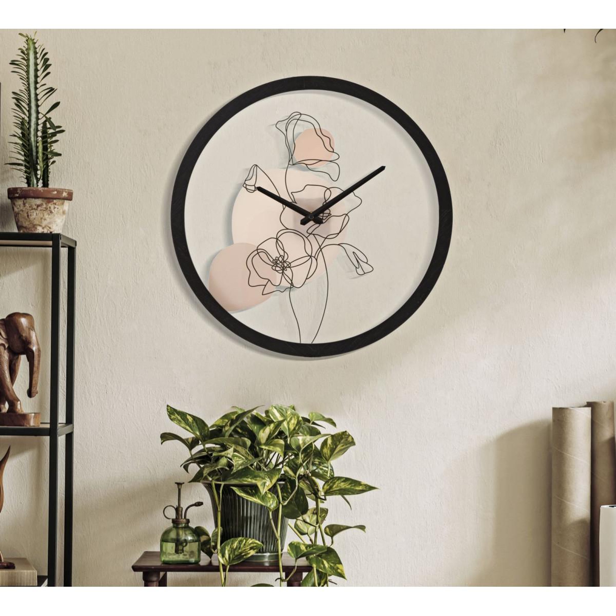 Voir la diapositive 5 : Paris Prix Horloge murale en verre  fleurs  40cm multicolore