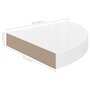 Voir la diapositive 6 : VIDAXL Etageres d'angle flottantes 2pcs blanc brillant 25x25x3,8cm MDF
