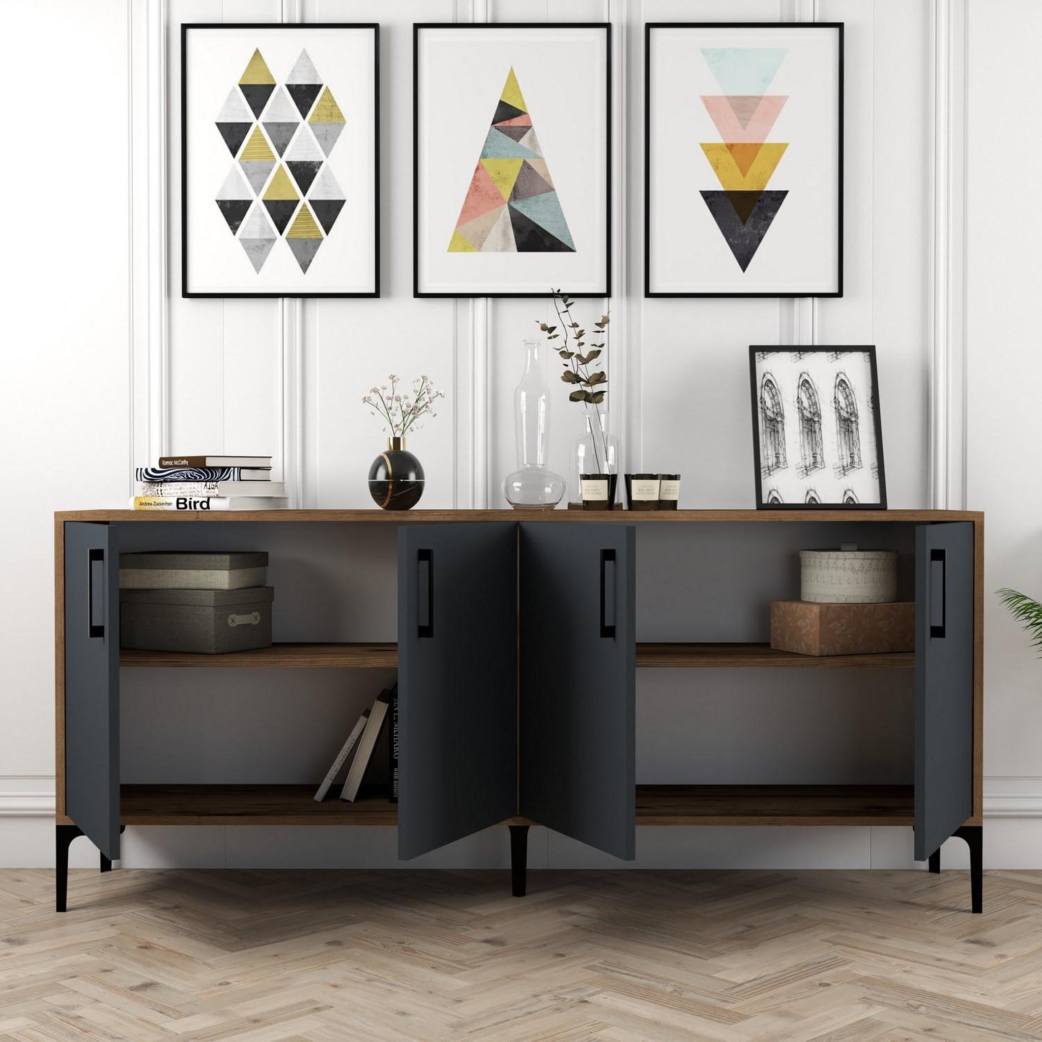 Voir la diapositive 3 : Habitat et Jardin Buffet en bois  Kiev  - 180 x 35 x 78 cm - Gris anthracite