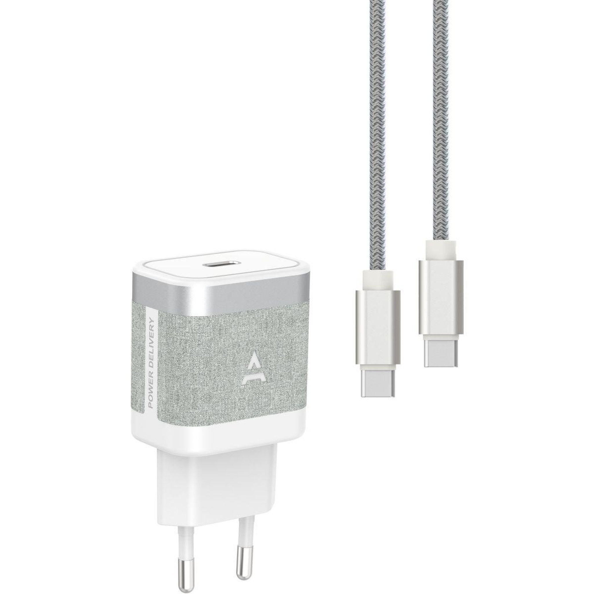 ADEQWAT Chargeur + câble usb-c 35w + câble usb-c 1m blanc