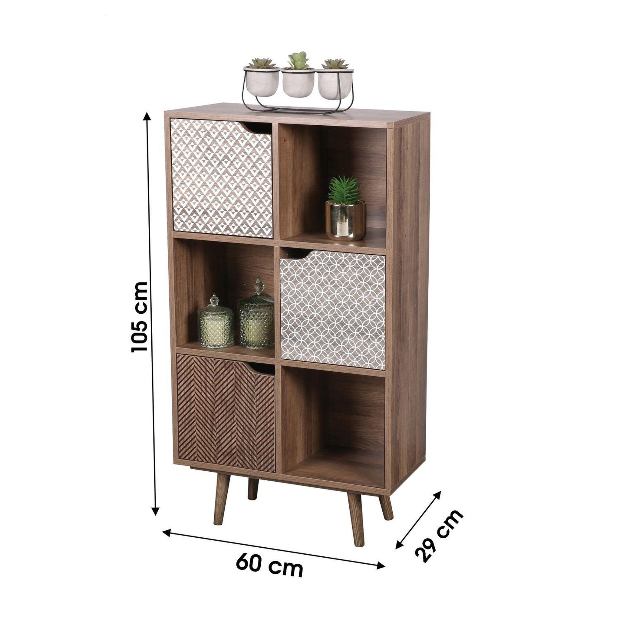 Voir la diapositive 3 : TOILINUX Bibliothèque Baobab en MDF 6 casiers - L.60 cm x H.35 cm - Marron