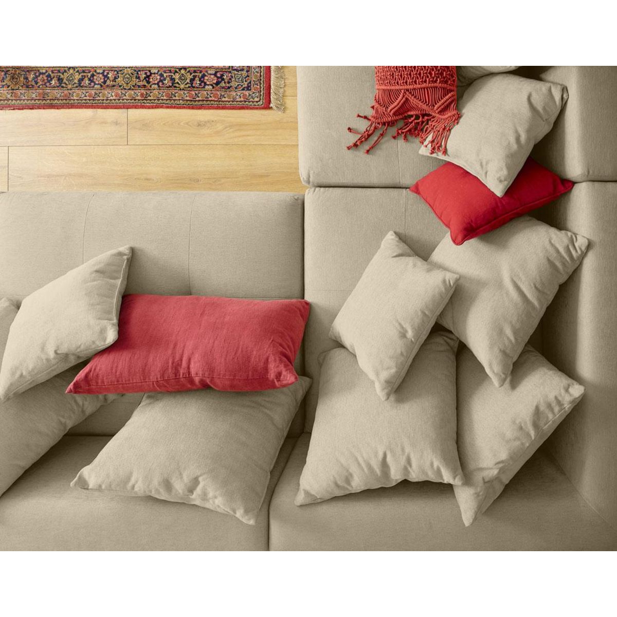 LISA DESIGN Amalfi - canapé modulable d'angle réversible - 4 places - en tissu