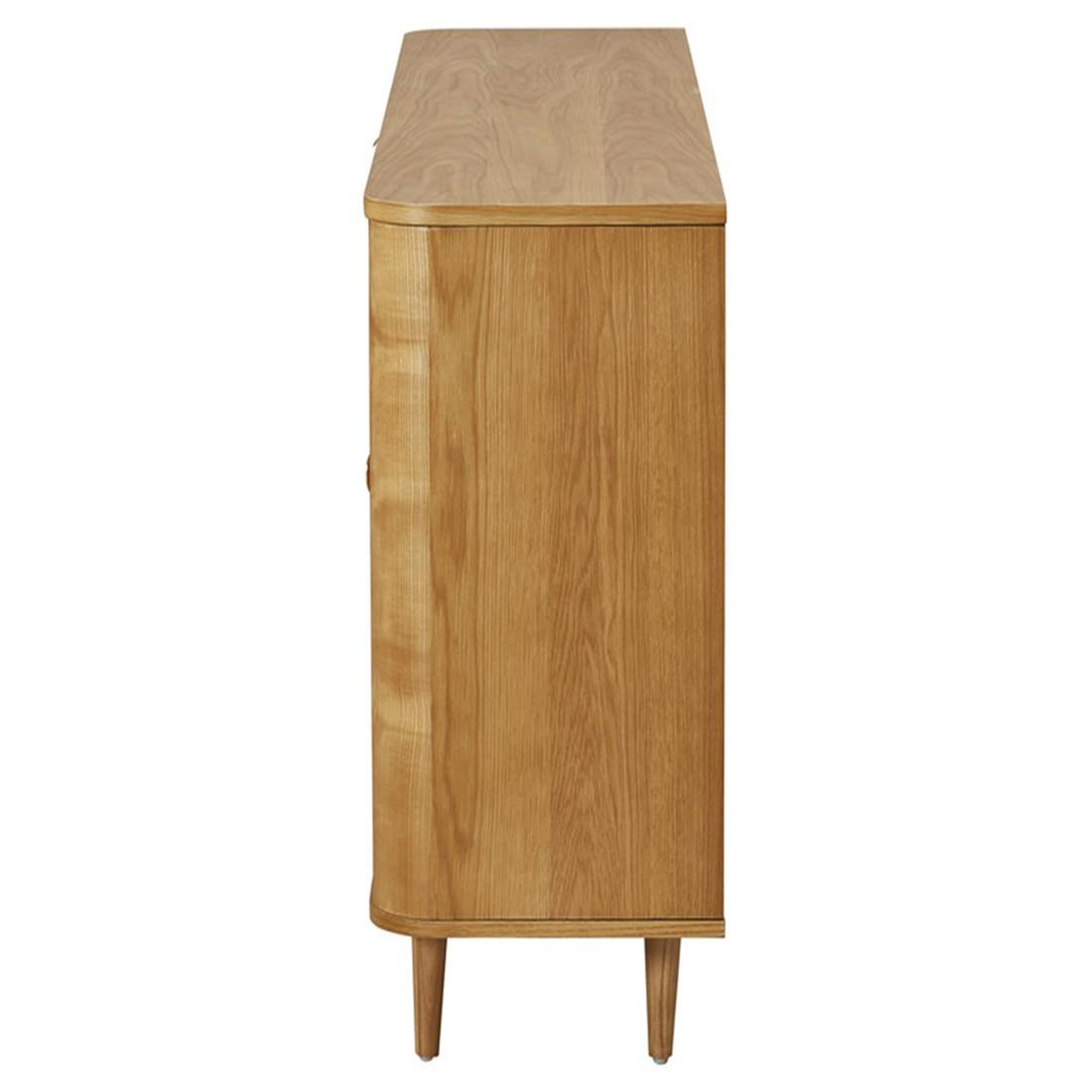 Voir la diapositive 4 : BEST MOBILIER Milazzo - buffet bas - bois plaqué chêne et cannage - 3 tiroirs et 2 portes - 160 cm