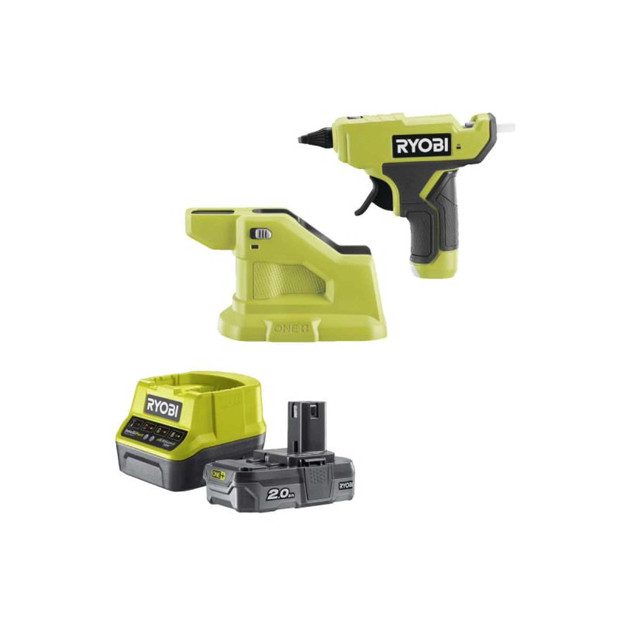 Ryobi Pack ryobi pistolet à colle 18v one+ rglm18-0 - 1 batterie 2.0ah - 1 chargeur rapide