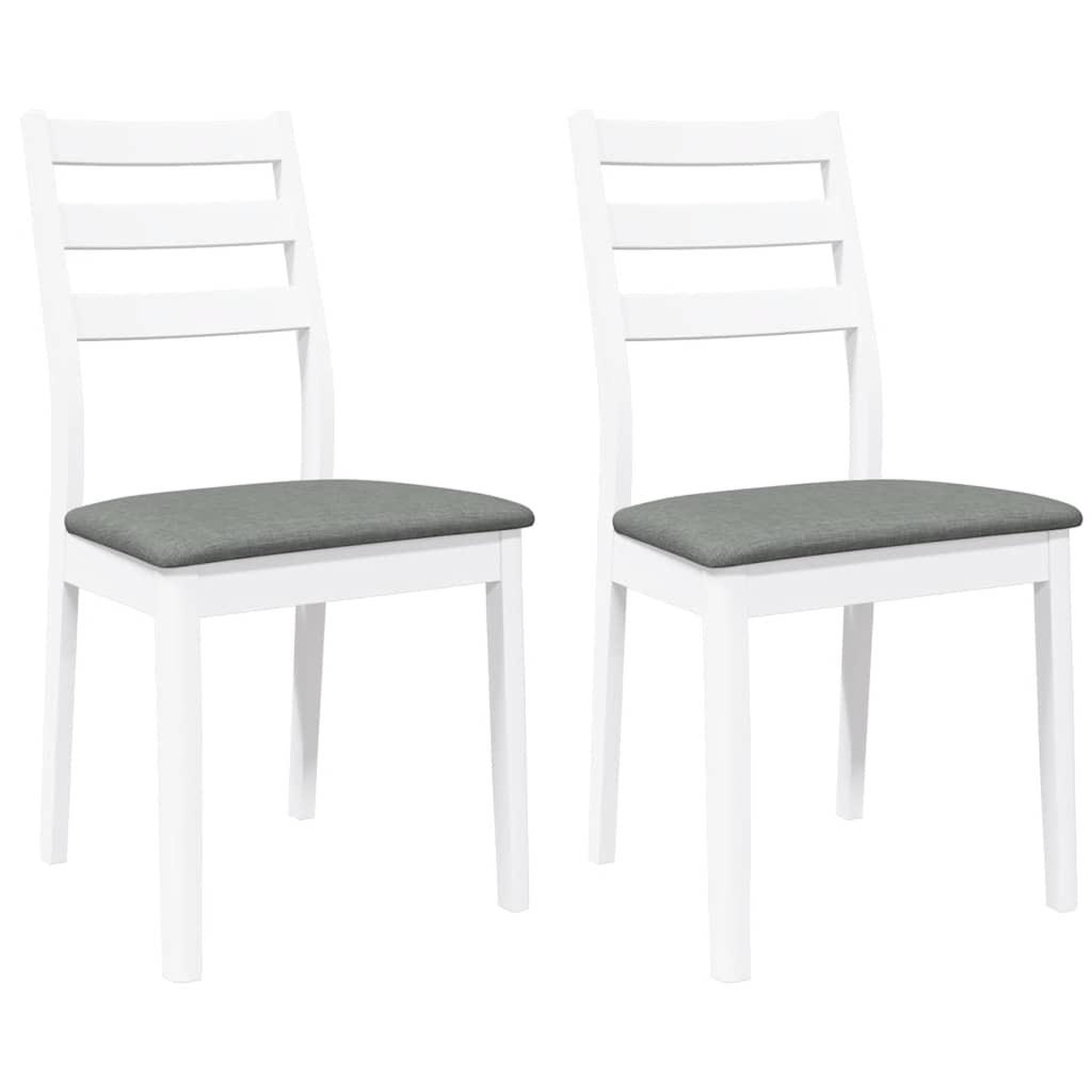 Voir la diapositive 2 : VIDAXL Chaises a manger coussins 2 pcs blanc bois massif caoutchouc