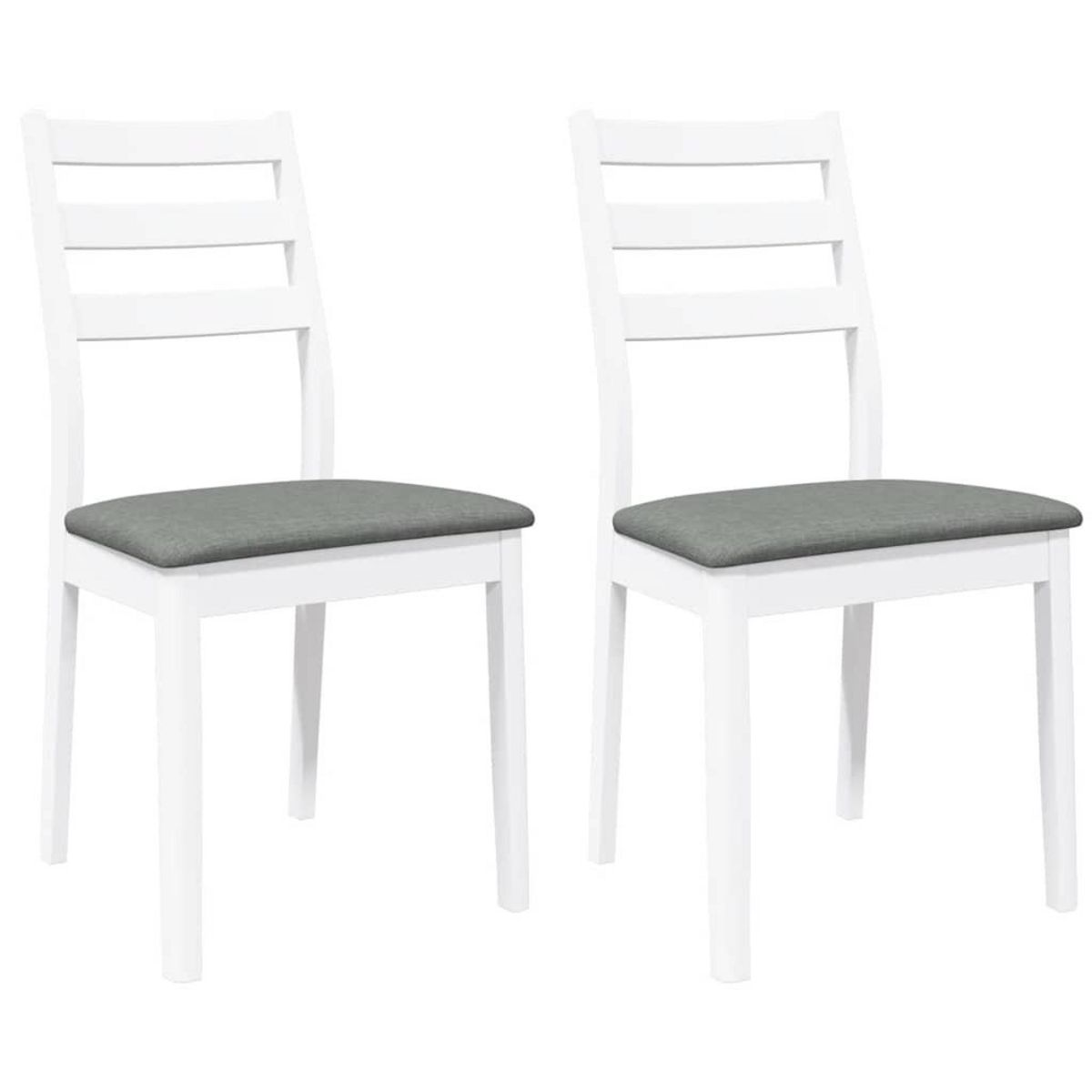 VIDAXL Chaises a manger coussins 2 pcs blanc bois massif caoutchouc
