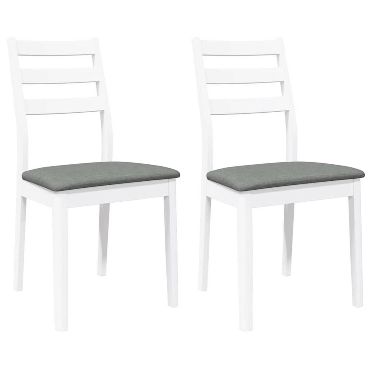 VIDAXL Chaises a manger coussins 2 pcs blanc bois massif caoutchouc
