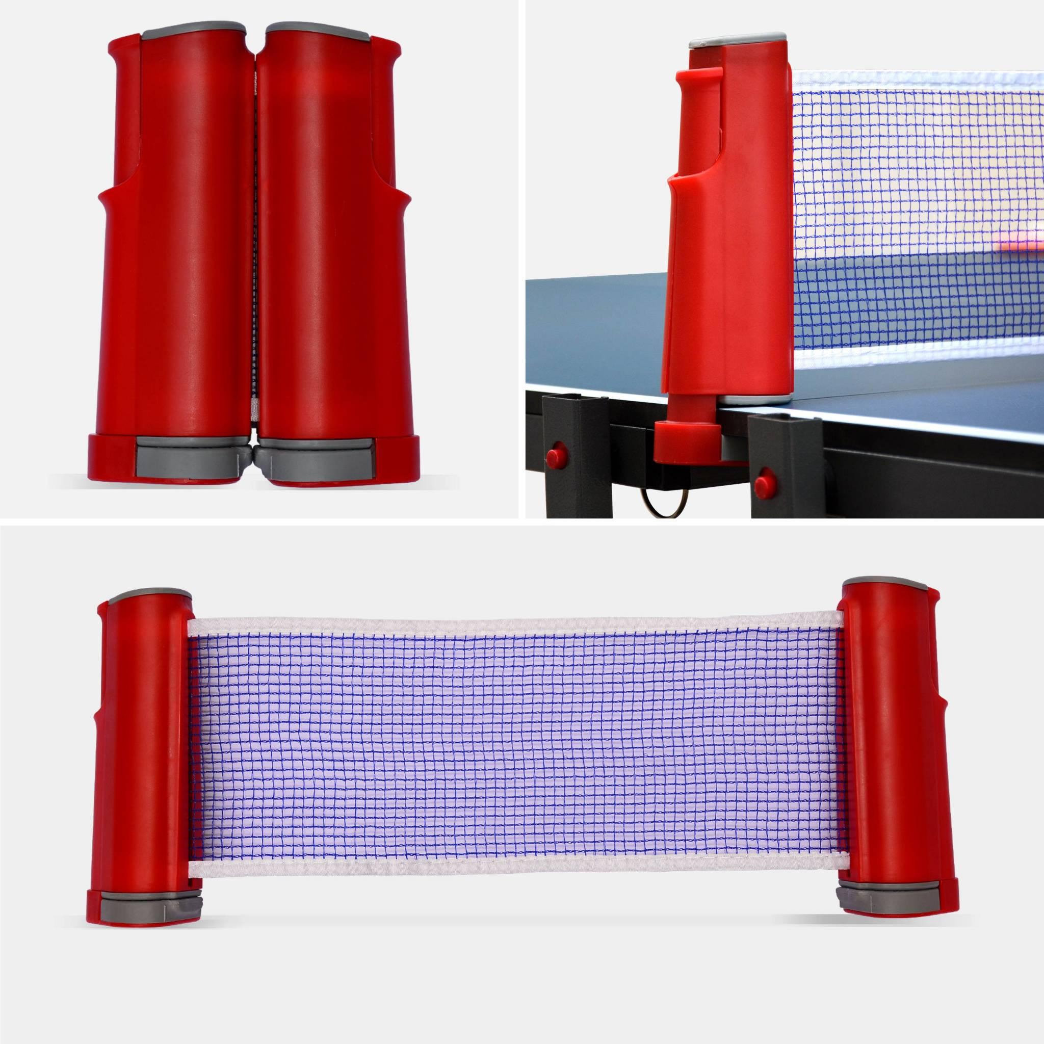 Voir la diapositive 4 : SWEEEK Table de ping pong INDOOR bleue - table pliable avec 4 raquettes et 6 balles. pour utilisation intérieure. sport tennis de table