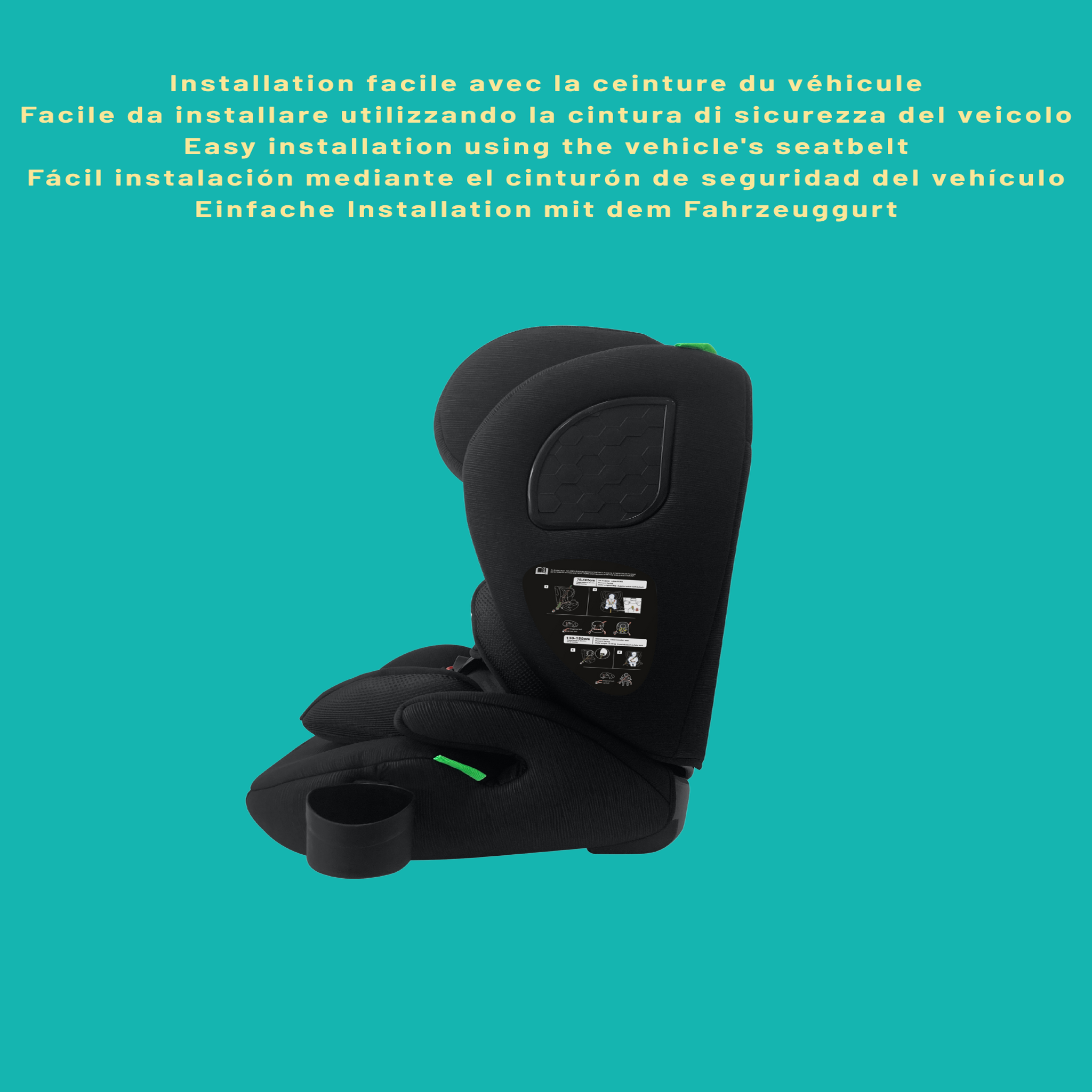 Voir la diapositive 6 : NANIA Nania Siège auto bébé TORINO évolutif 76-150 cm  15 mois à 12 ans, Têtière ajustable 12 niveaux de réglages, Protections latérales,Housse amovible et lavable - Porte gobelet