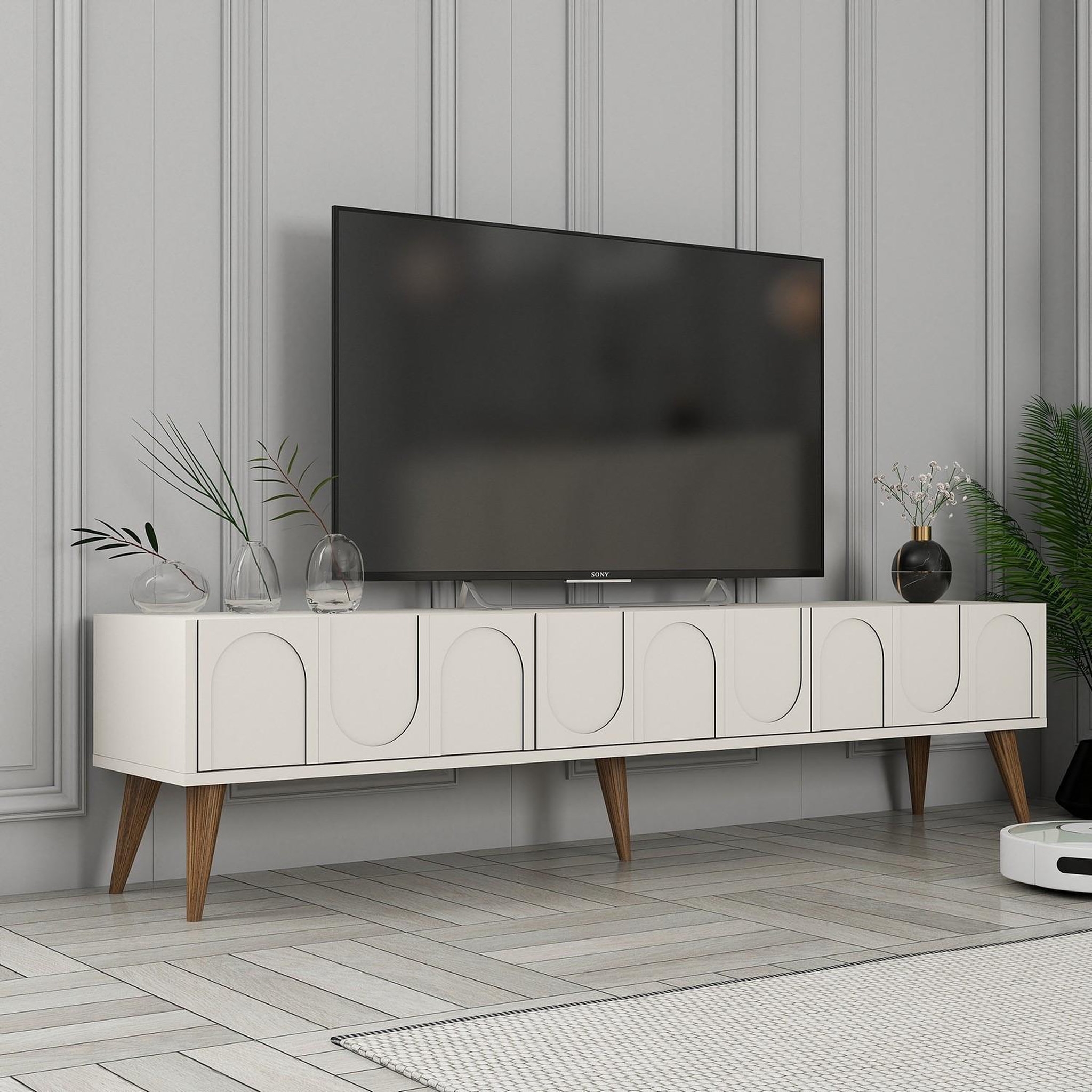 Voir la diapositive 4 : Habitat et Jardin Meuble tv en bois  lyon  - 180 x 35 x 44 cm - crèmenoix