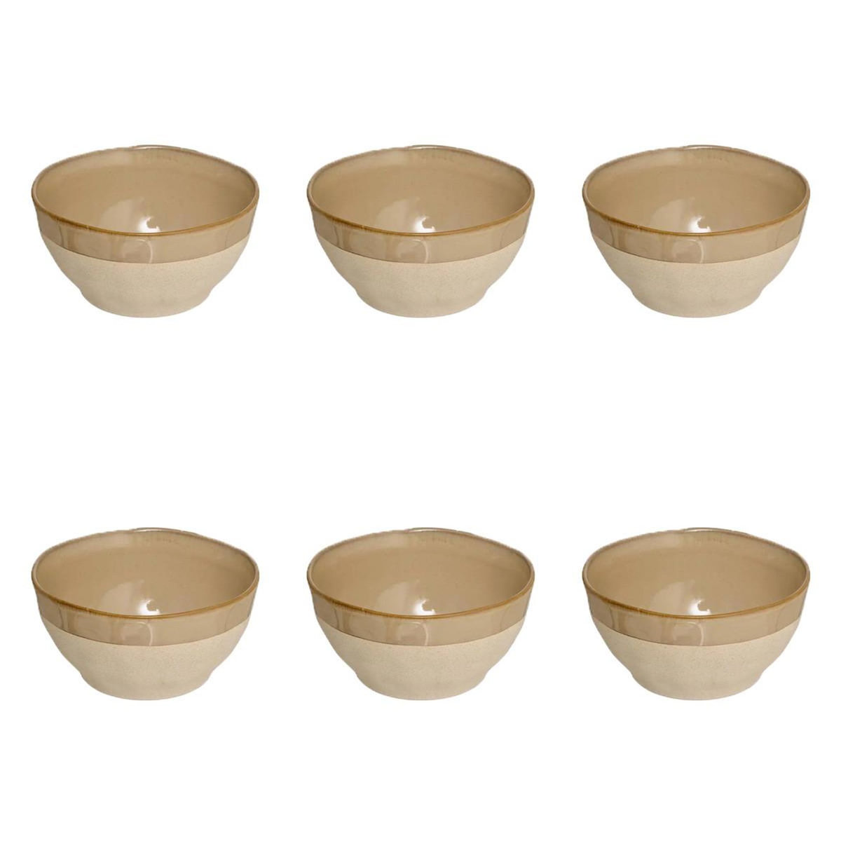 SECRET DE GOURMET Lot de 6 Bols en Faïence  Kate  72cl Beige