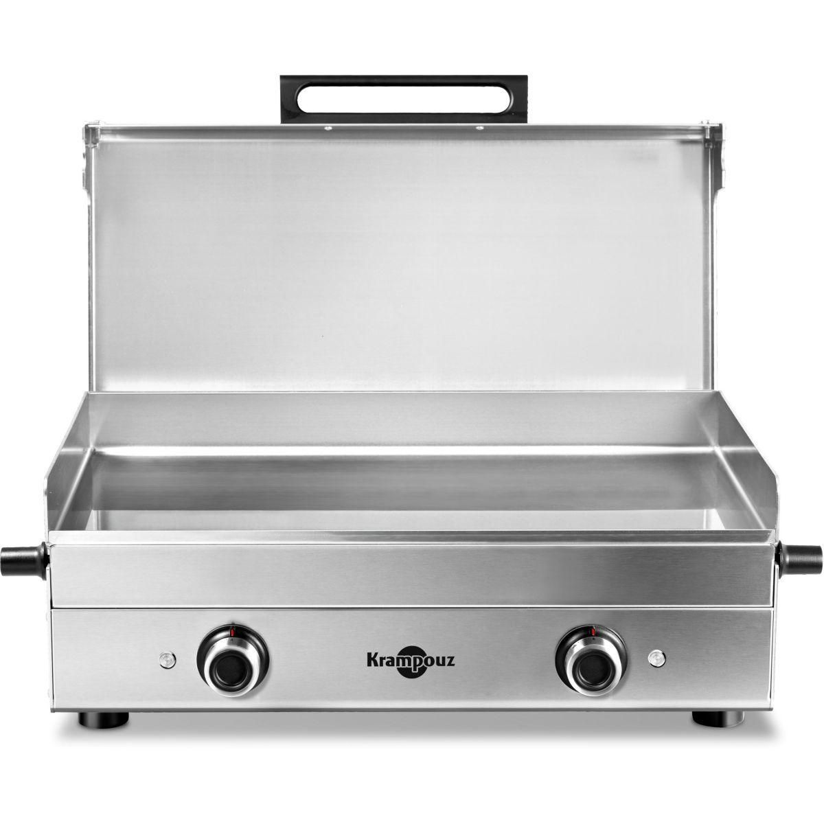 KRAMPOUZ Plancha électrique Club inox 2 brûleurs à poser, 65.5x39.5 cm