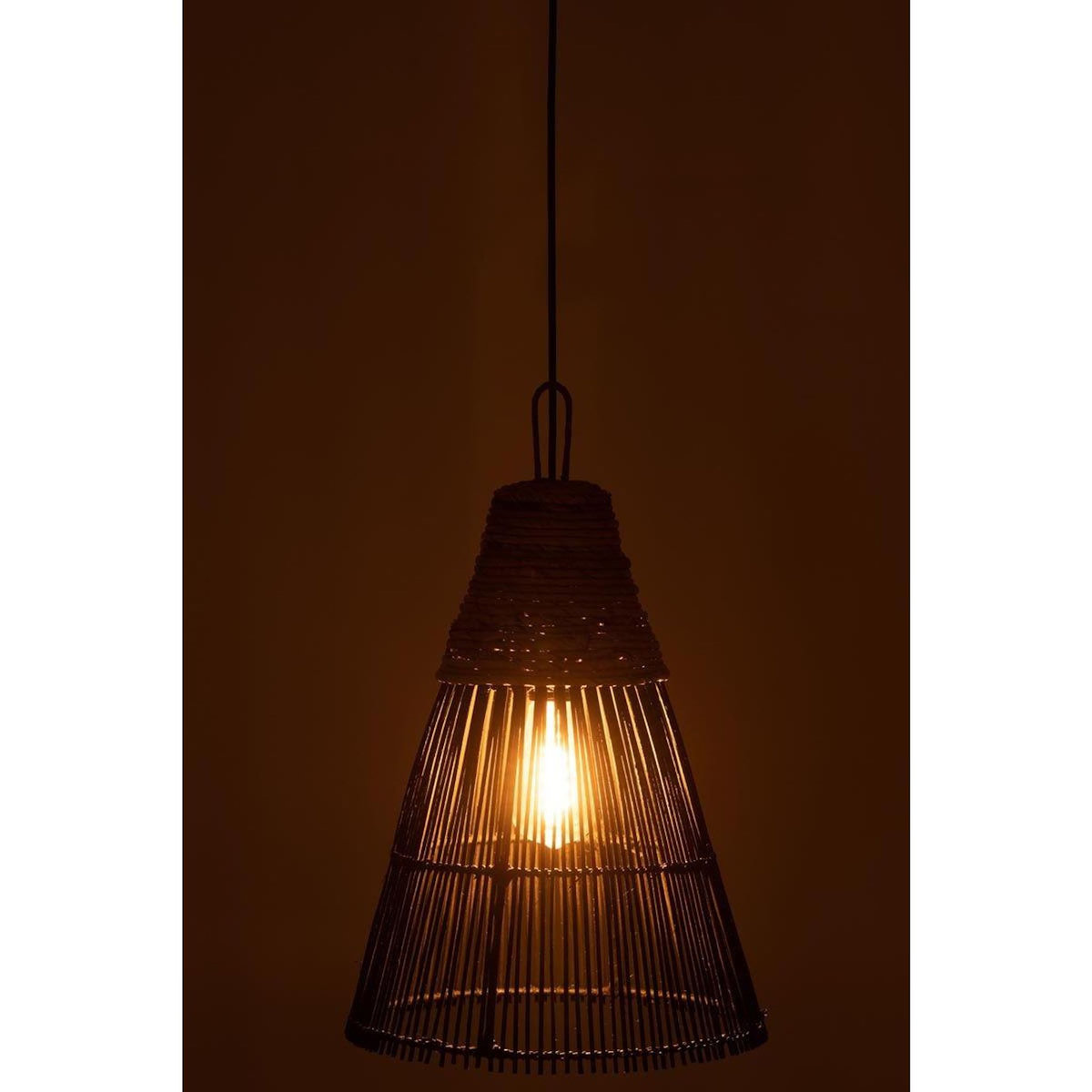Paris Prix Lampe Suspension en Rotin  Cône  42cm Noir
