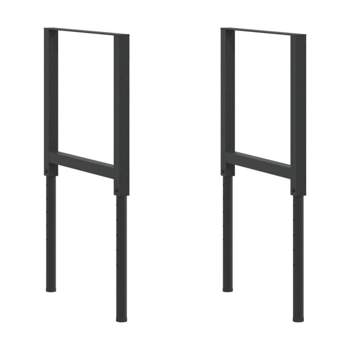 VIDAXL Cadres d'etabli reglables 2 pcs Metal 55x(69-95,5) cm Noir