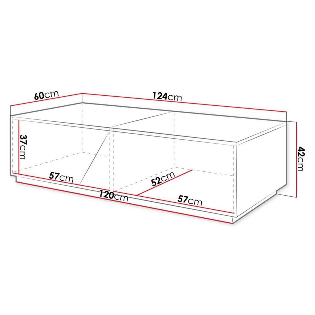 BEST MOBILIER Pitt - table basse - 124 cm - style industriel