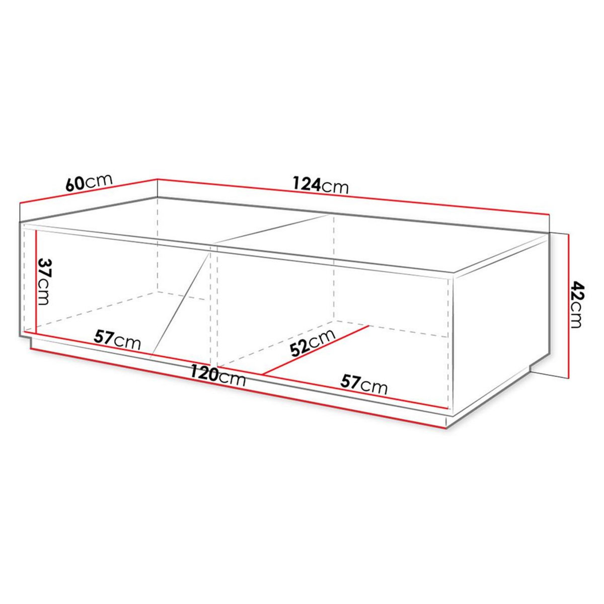 BEST MOBILIER Pitt - table basse - 124 cm - style industriel