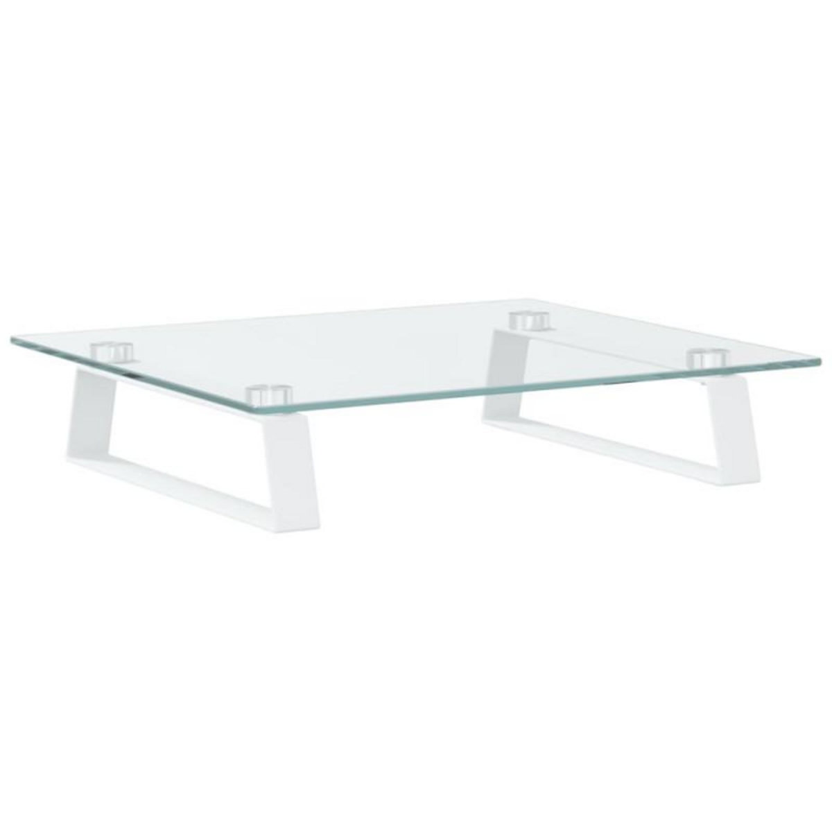 VIDAXL Support de moniteur blanc 40x35x8 cm verre trempé et métal