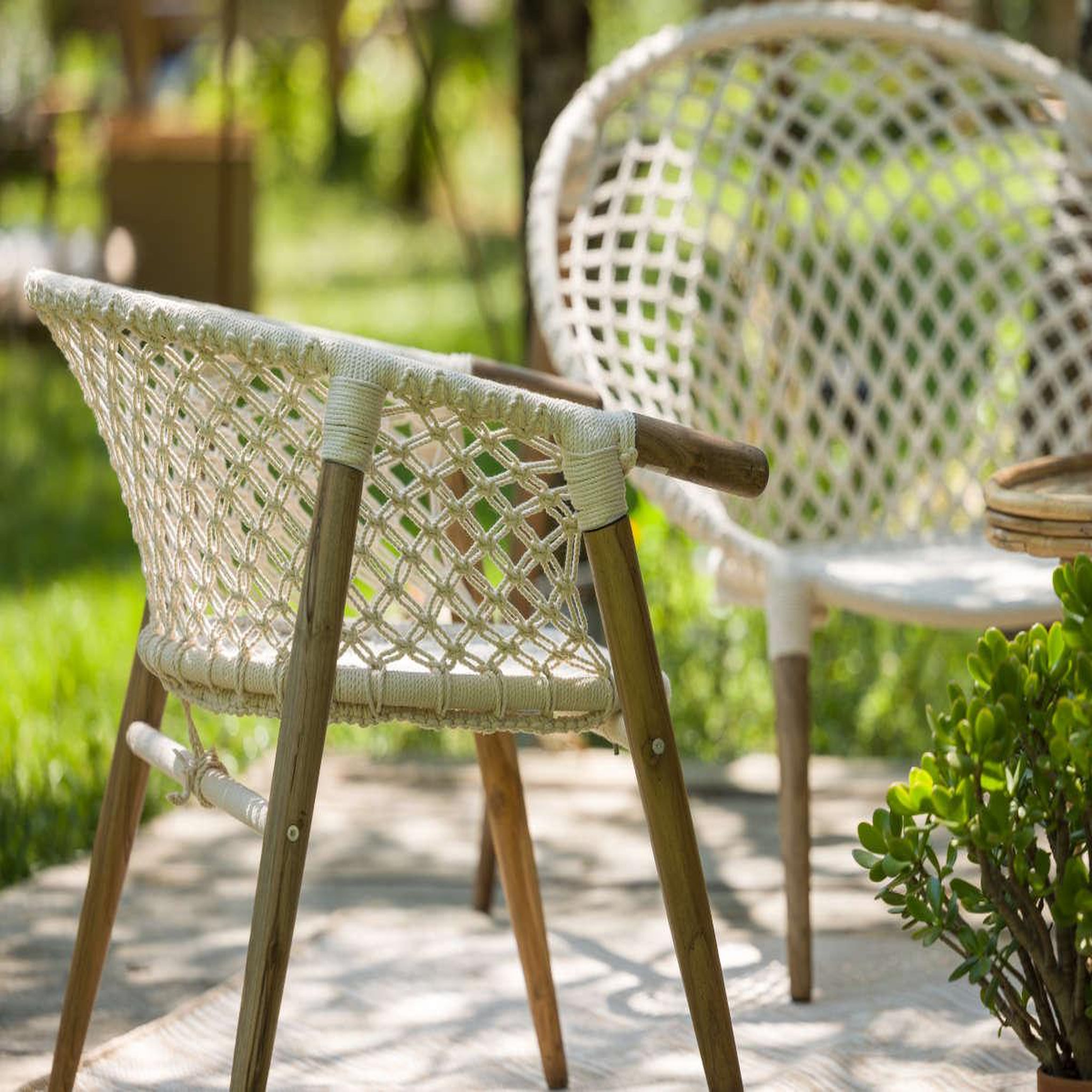 Voir la diapositive 3 : Jardiline Fauteuil de jardin en macramé coton - jardiline