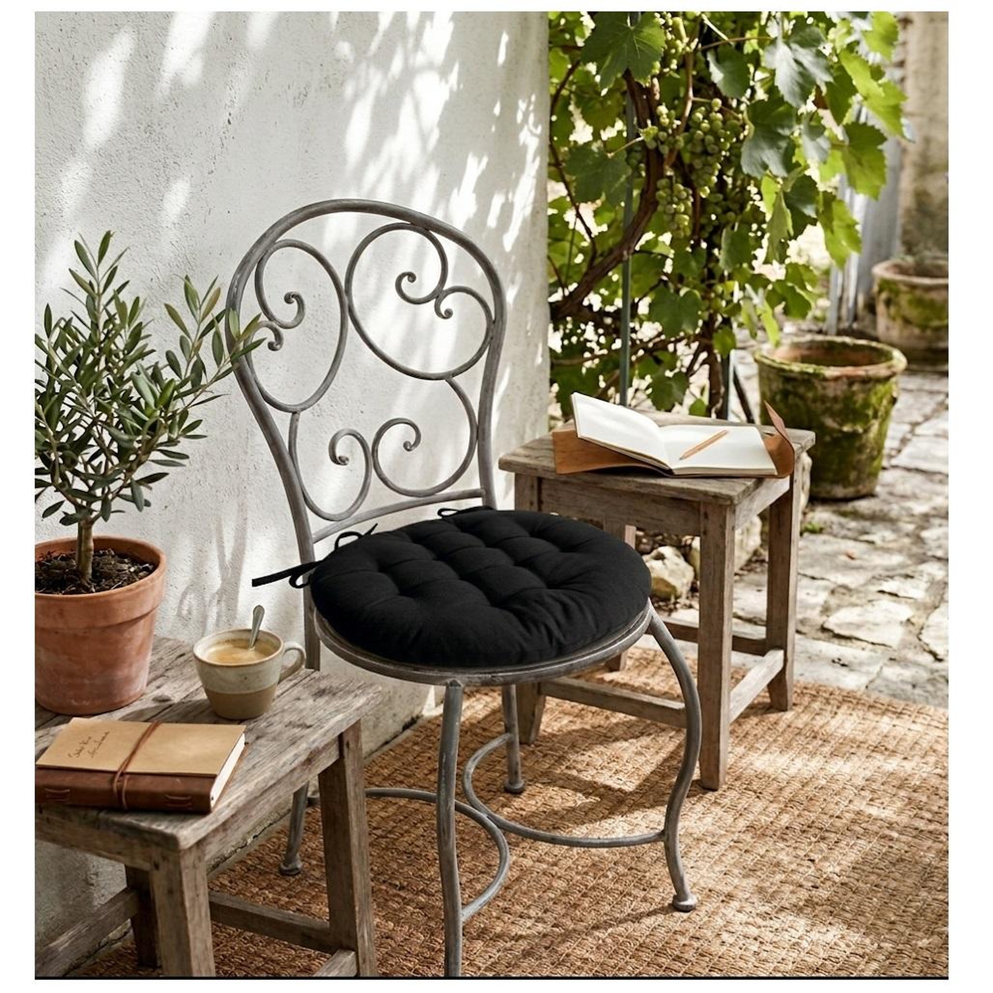Voir la diapositive 2 : Eden Galette de chaise ronde panama