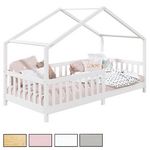 IDIMEX Lit cabane LISAN 90 x 190 cm, en pin massif. Coloris disponibles : Rose, Marron, Blanc, Gris